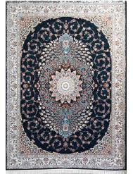 فرش ماشینی 1200 شانه سنتی طرح طاووس كد 1276  سرمه ای